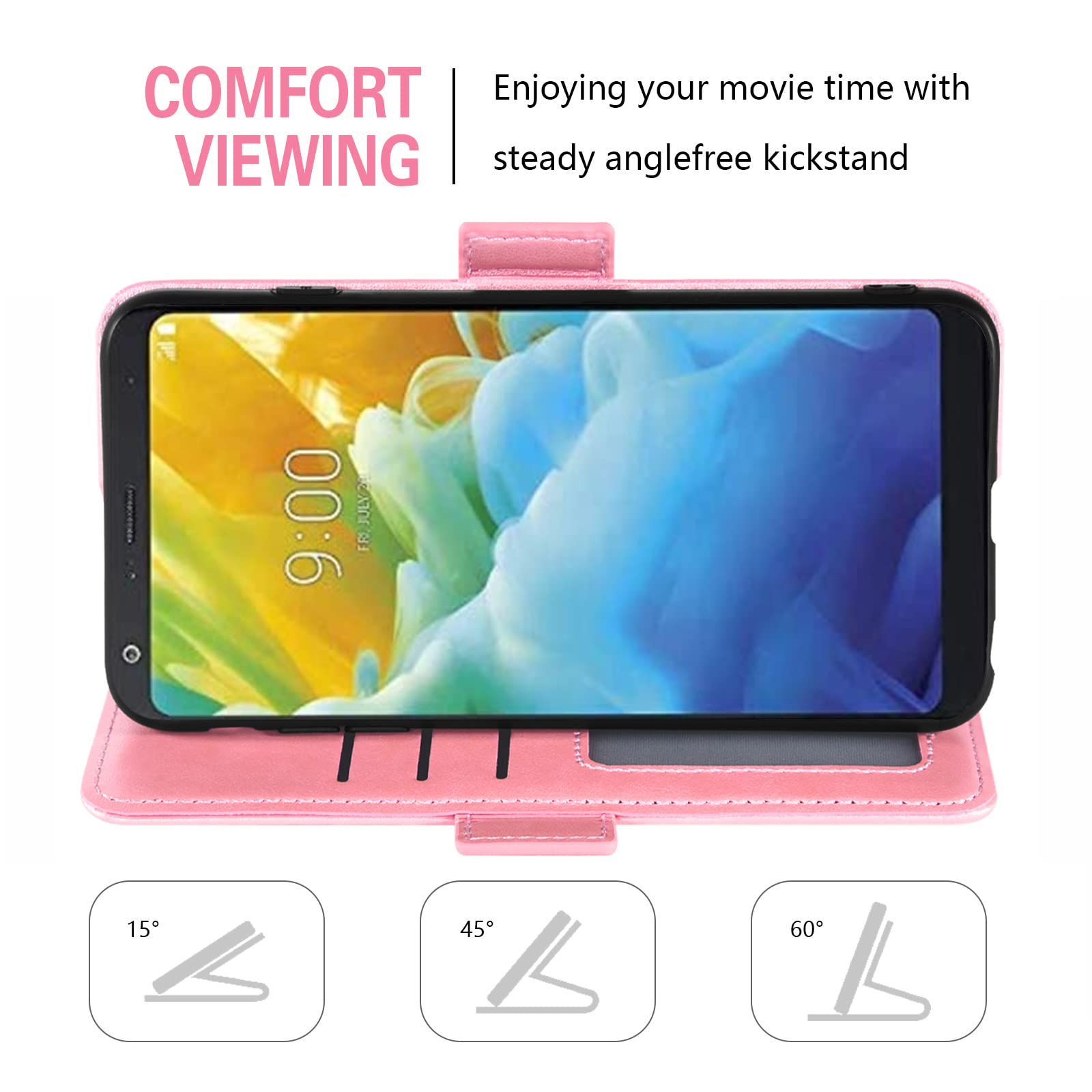 **Asuwish Wallet Case for LG Stylo 4 & Stylo 4 Plus - Flip Cover with Card Holder, Wrist Strap & Tempered Glass Screen Protector - Compatible with LG Stylo4, Sylo4, Style 04, Q Stylus Alpha (Rose Gold) - Perfect for Work, Travel & Everyday Use**