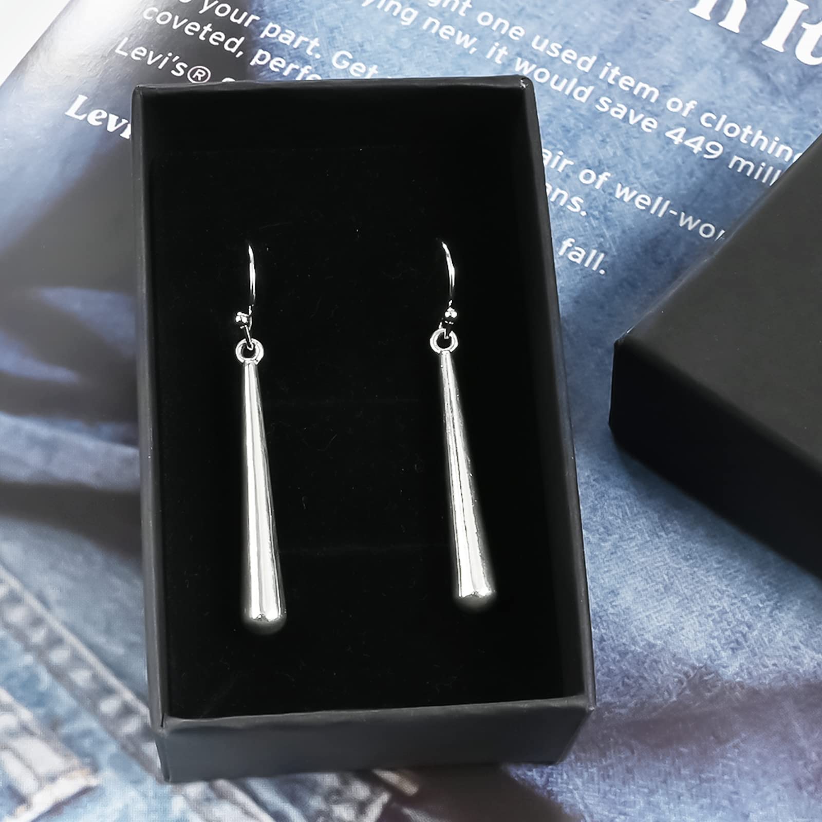 925 Sterling Silver Baseball Bat Hoop Earrings - Hypoallergenic Handmade Dangle Earrings for Women | Trendy Minimalist Long Bar Drop Earrings | Perfect for Baseball Games, Sports Events & Casual Wear