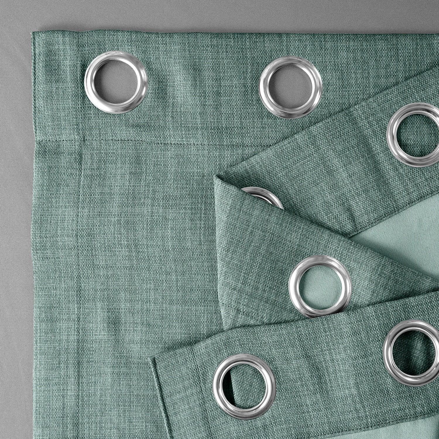 Sea Thistle Grommet Textured Faux Linen Blackout Curtains - Light Blocking Window Treatment for Bedroom, Living Room & Nursery