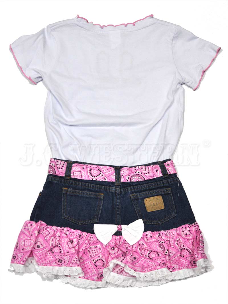 Kiddie Korral Style15 Kids Cowgirl Denim 2-Piece Outfit with Pink Bandana - Western Wear for Girls, Perfect for Rodeo, Halloween & Cowgirl Parties