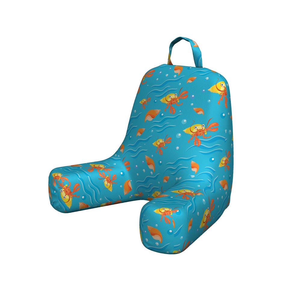 Ambesonne Hermit Crab Pillow with Back Pocket - Sea Animals & Seashells Design - Soft Reading & Gaming Pillow for Dorm Room, Bed, Sofa - Small Size Deep Sky Blue Amber - Perfect for Relaxing, Watching TV & Home Decor