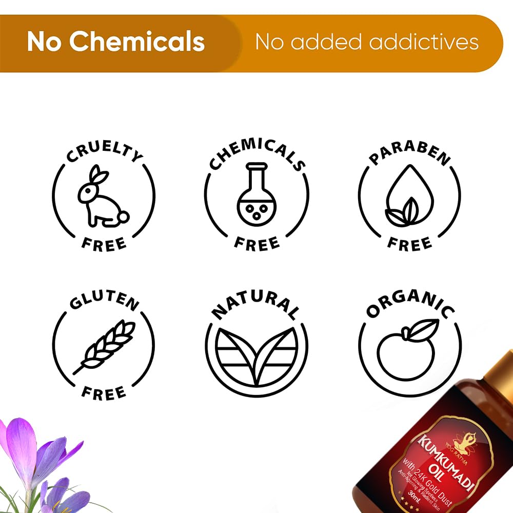 Kumkumadi Essential Oil for Skin Lightening & Dark Circle Removal - Brightens Dark Spots, Evens Skin Tone, Promotes Glowing Complexion - 30ml | Perfect for Nighttime Skincare Routine & Anti-Aging Treatment