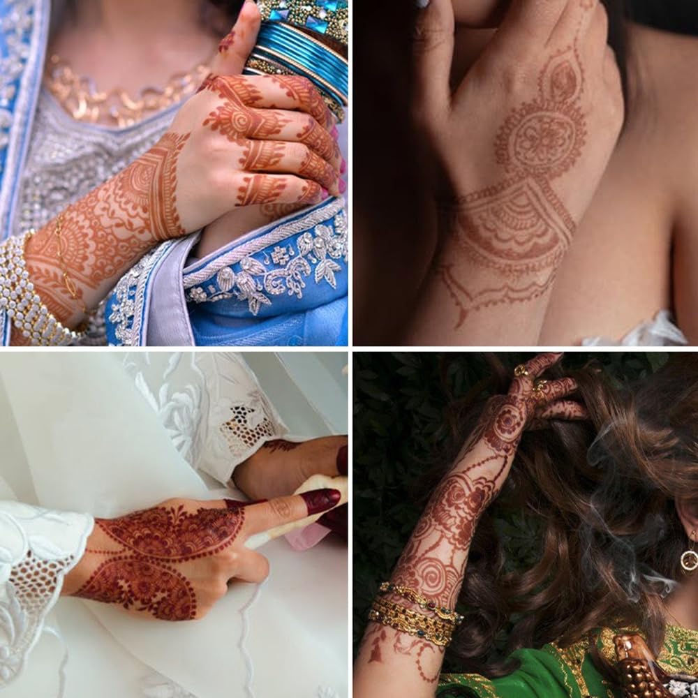 S.A.V.I 2 Waterproof Henna Tattoo Stickers for Women - 21x15cm Temporary Body Art for Parties, Weddings & Festivals