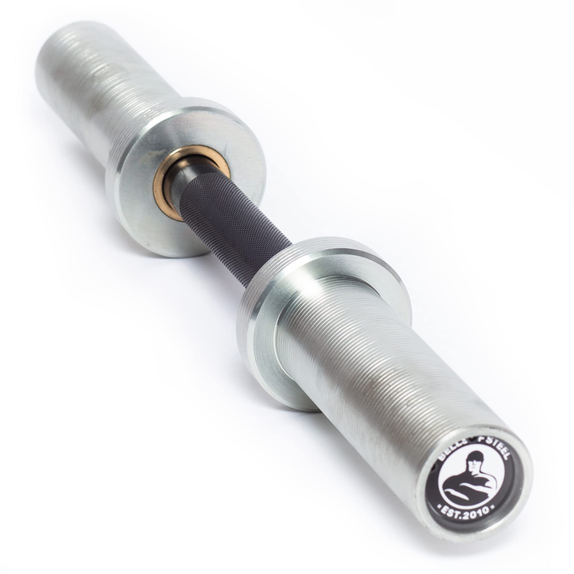 Bells of Steel Loadable Olympic Dumbbell Handle - 200 lb Capacity Weight Plates Bar with Knurled Grip & 28mm Diameter - Perfect for Home Gym Strength Training & CrossFit Workouts