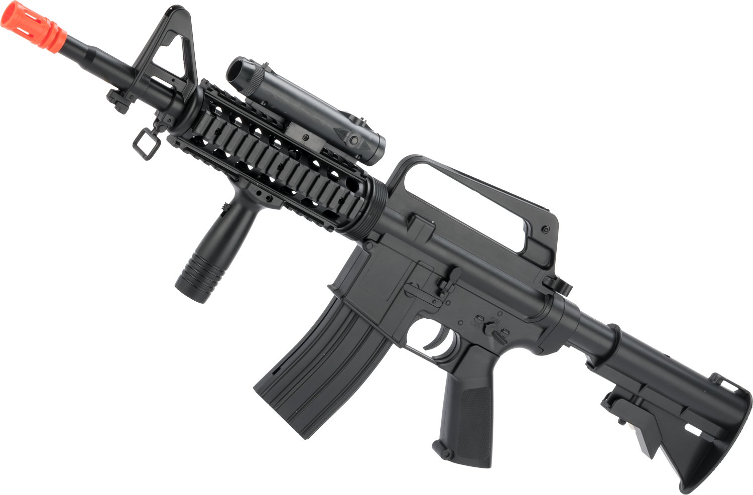 Well Airsoft Full Size M4 RIS Spring Airsoft Rifle with Platform Light - High Performance Airsoft Gun for Outdoor Training & Tactical Games | Perfect for Milsim, Target Practice & Airsoft Battles