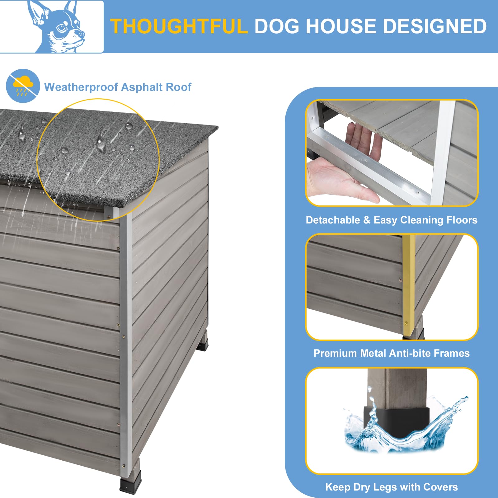 **Weatherproof Wooden Igloo Dog House for Small to Large Dogs – Outdoor Raised Feet, Removable Floor & Waterproof Design – Perfect for Backyard, Patio, or Garden Use (PET65)**