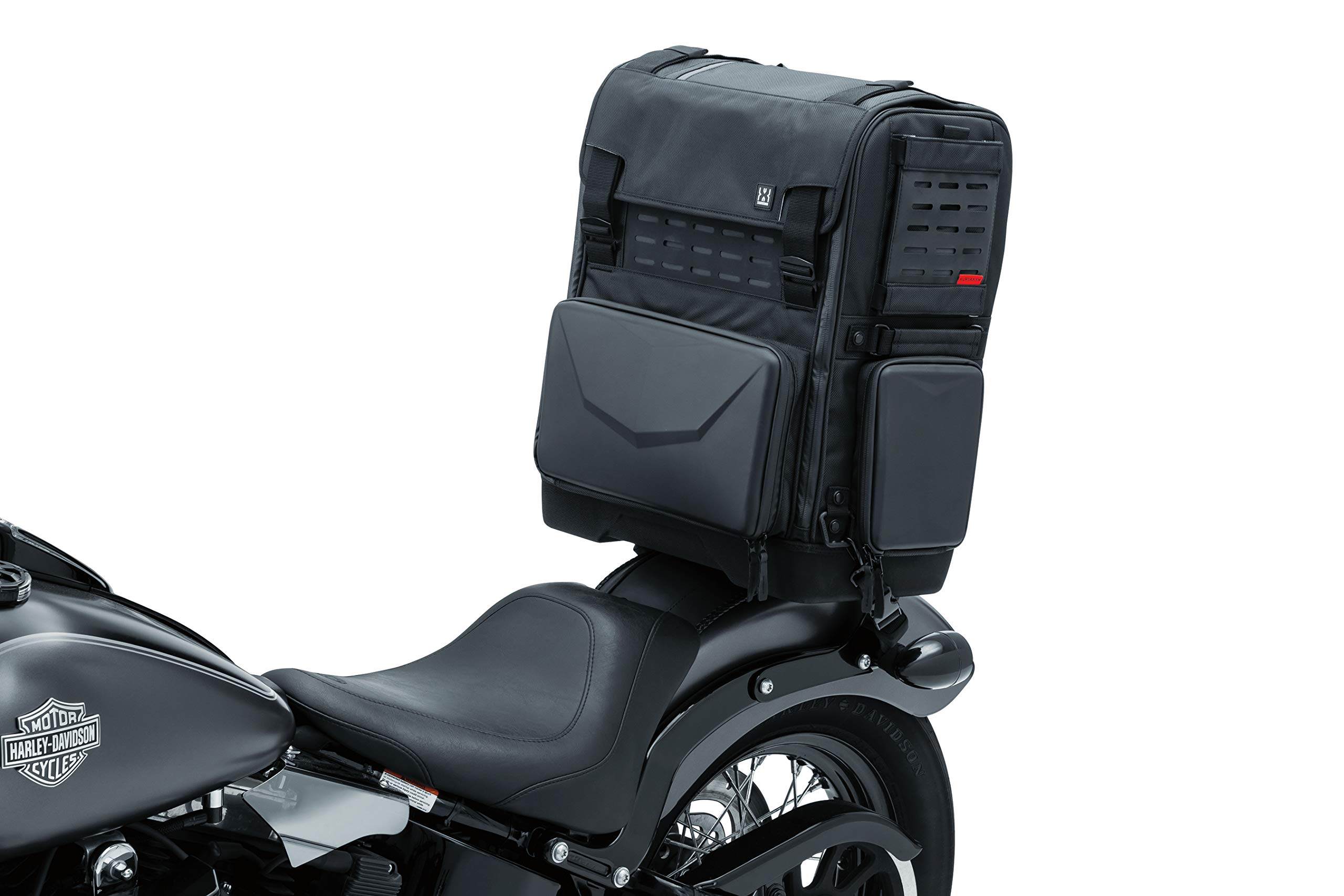 Kuryakyn 5222 XKursion XS Odyssey Motorcycle Travel Luggage - Waterproof Seat Bag, Trunk Bag & Rack Bag with Sissy Bar Straps for Harley, Cruiser & Touring Bikes - Perfect for Road Trips & Long Distance Riding (Black)
