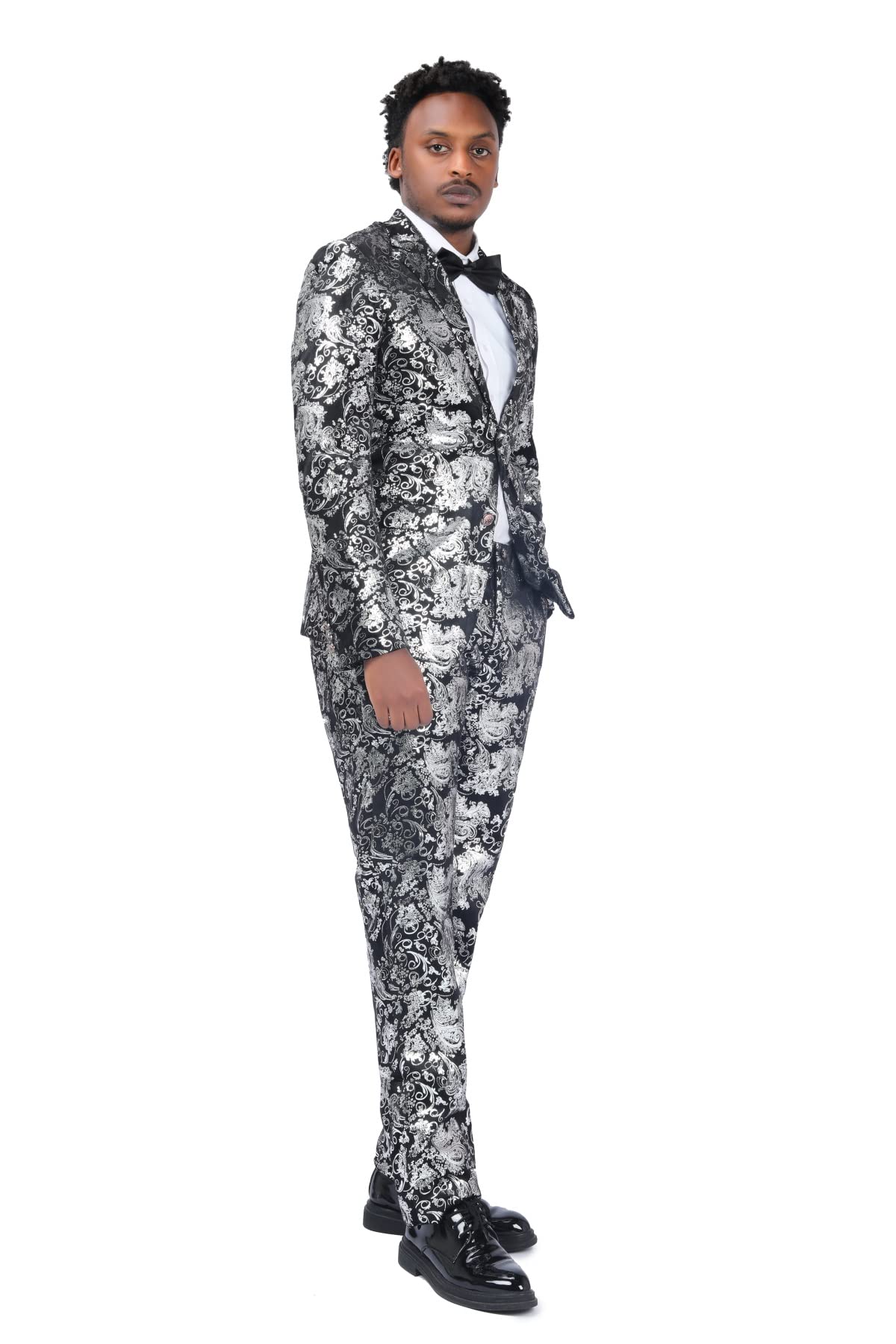 Cloudstyle Men's Slim Fit Single-Breasted 2-Button Suit Set - Formal Business Attire for Weddings, Interviews & Office Wear