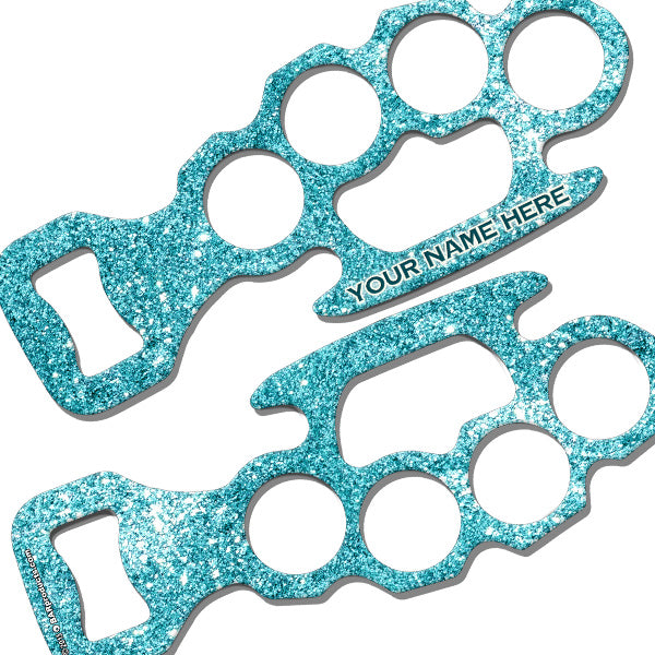 Personalized Knuckle Buster Bottle Opener with Glitter - Custom Name Bottle Opener for Parties, Bars, and Outdoor Events