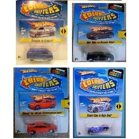 Hot Wheels Color Shifters 4-Pack Toy Cars - High Voltage, Mitsubishi Lancer Evolution, '77 Dodge Van, '67 Camaro - Perfect for Kids' Playtime, Collecting & Racing Games