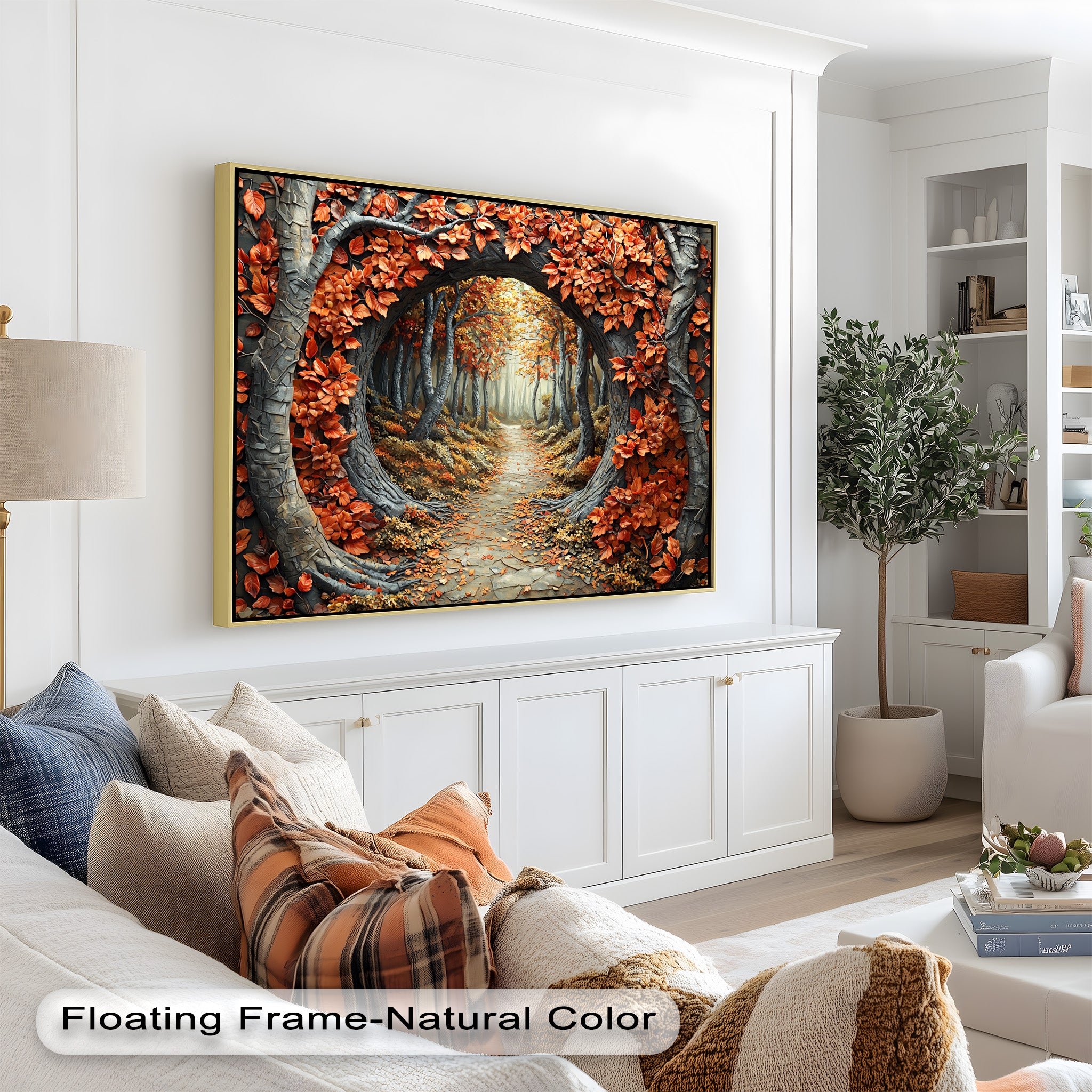 Autumn Path - Enchanted Forest Oil Painting Wall Art for Living Room, Bedroom Decor - Nature Landscape Canvas Print for Home & Office