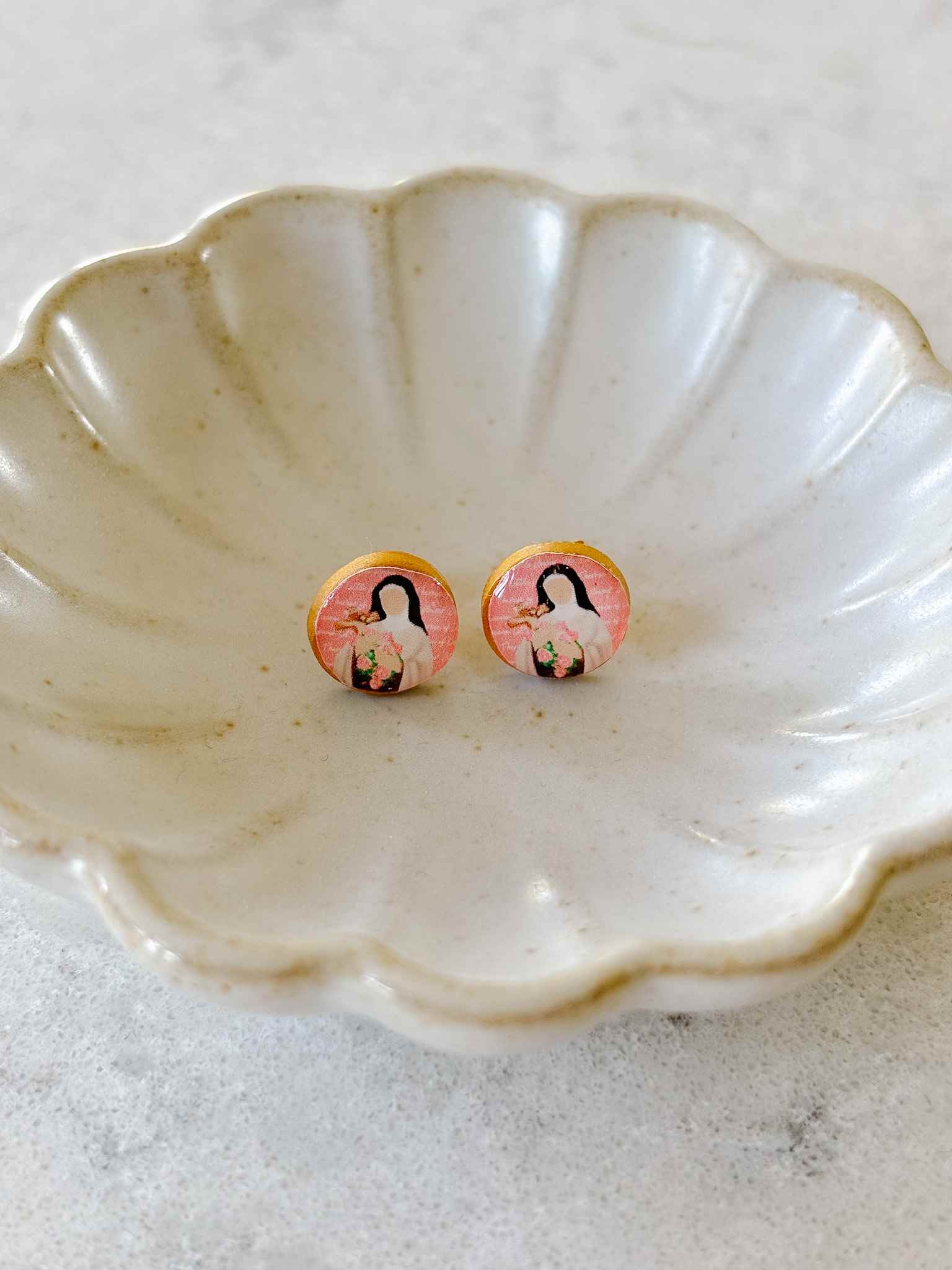 Handmade St. Therese Rose Gold Earrings for Women - Religious Jewelry Gift for Baptism, First Communion & Catholic Devotion - Elegant Dangle Earrings for Church & Special Occasions