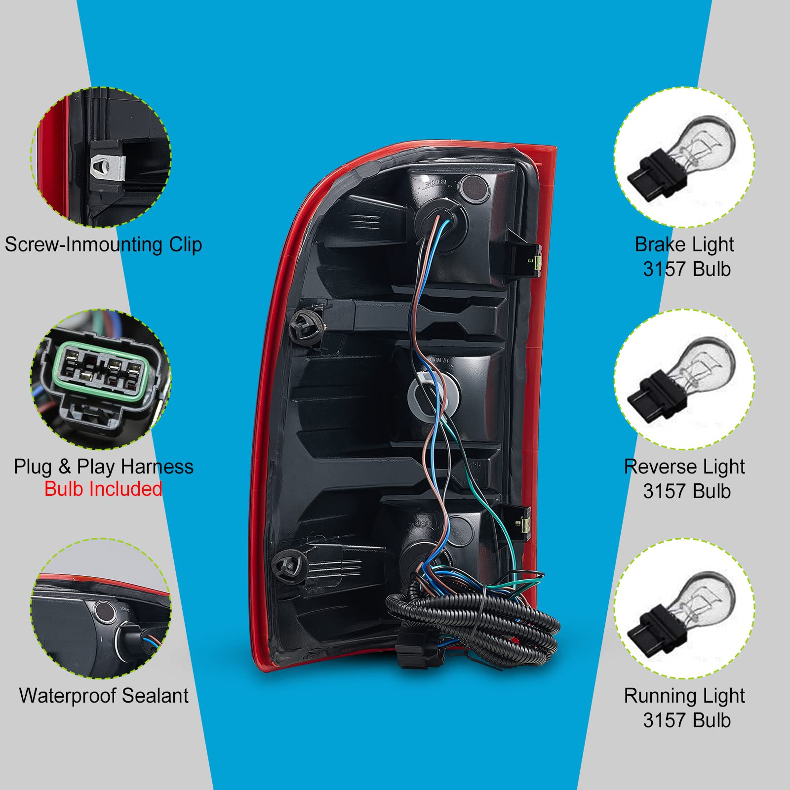 2007-2013 Chevy Silverado Left Tail Light Assembly - OEM Replacement with Bulbs & Wiring Harness - Perfect for Night Driving & Enhanced Vehicle Safety