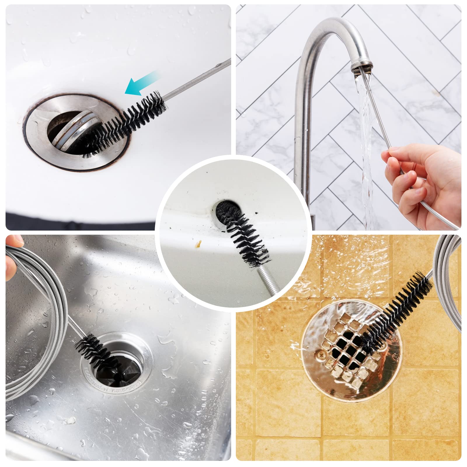 Flexible Drain Cleaning Brush - Slim Pipe & Hose Cleaning Tool for Kitchen Sink, Shower Drain, and Feeding Tubes (Black) | Perfect for Home Plumbing Maintenance