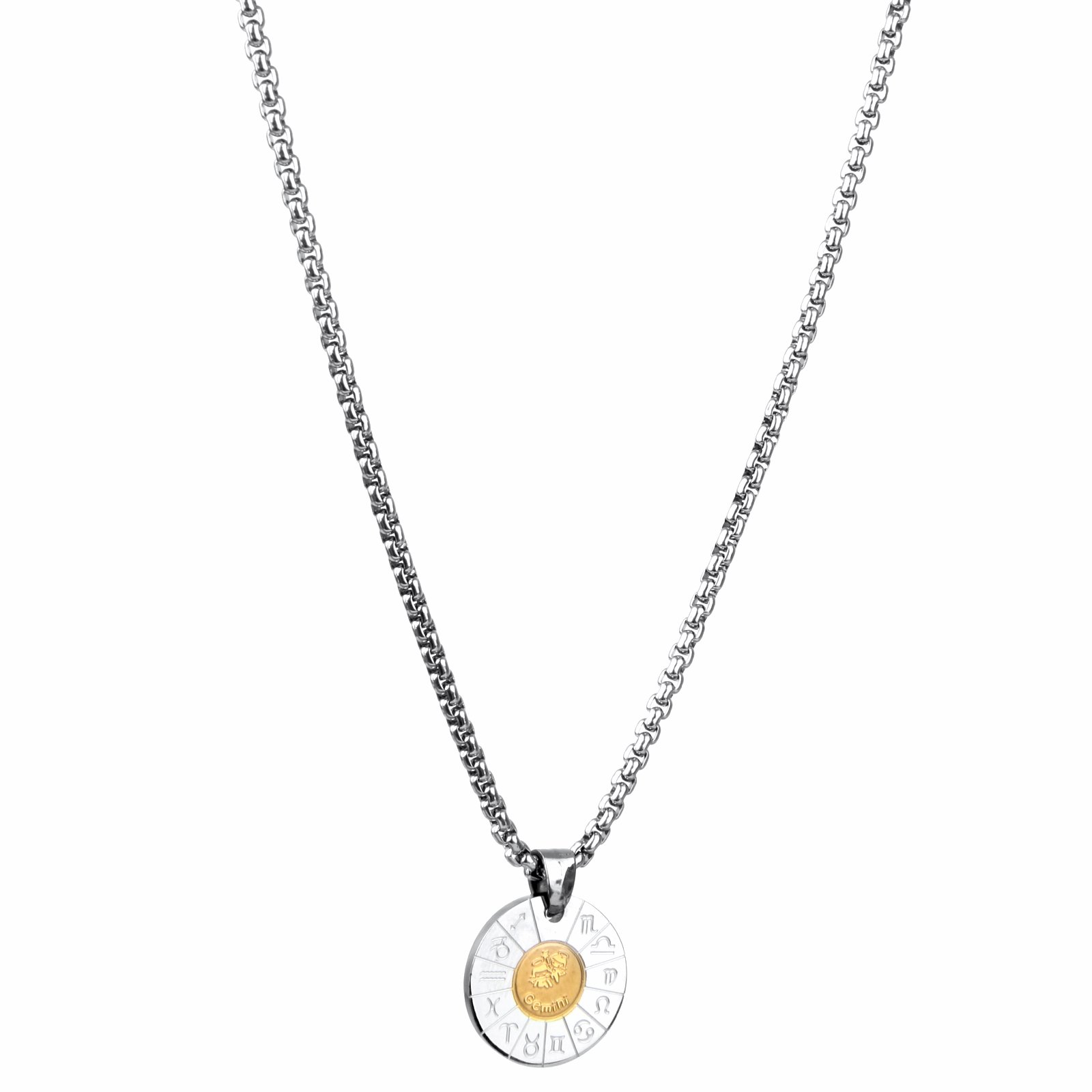 Gemini Constellation Pendant Necklace - Stainless Steel Zodiac Jewelry, Retro Charm Necklace for Women, Perfect Birthday Gift & Lucky Charm for Daily Wear, Office & Special Occasions