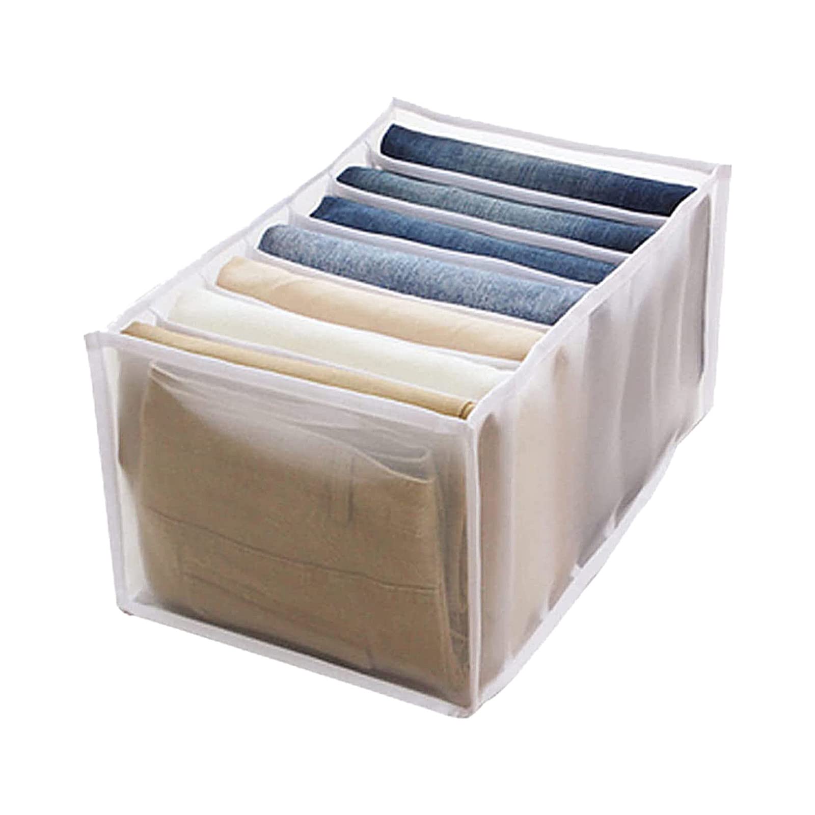 7 Grids Washable Foldable Wardrobe Closet Organizer - Multi-Compartment Storage Box for Jeans, Clothes & Accessories - Lightweight Drawer Organizer for Bedroom, Closet & Travel Storage