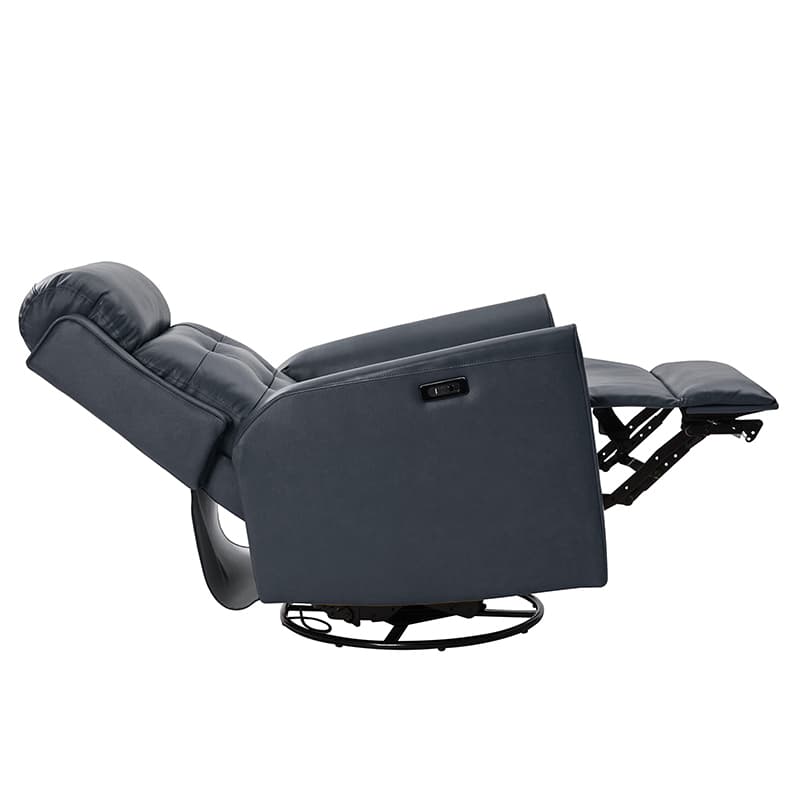 Felisa Genuine & PVC Leather Power Swivel Recliner Chair - Adjustable Electric Massage Recliner with USB Ports for Living Room, Home Theater, and Office Relaxation
