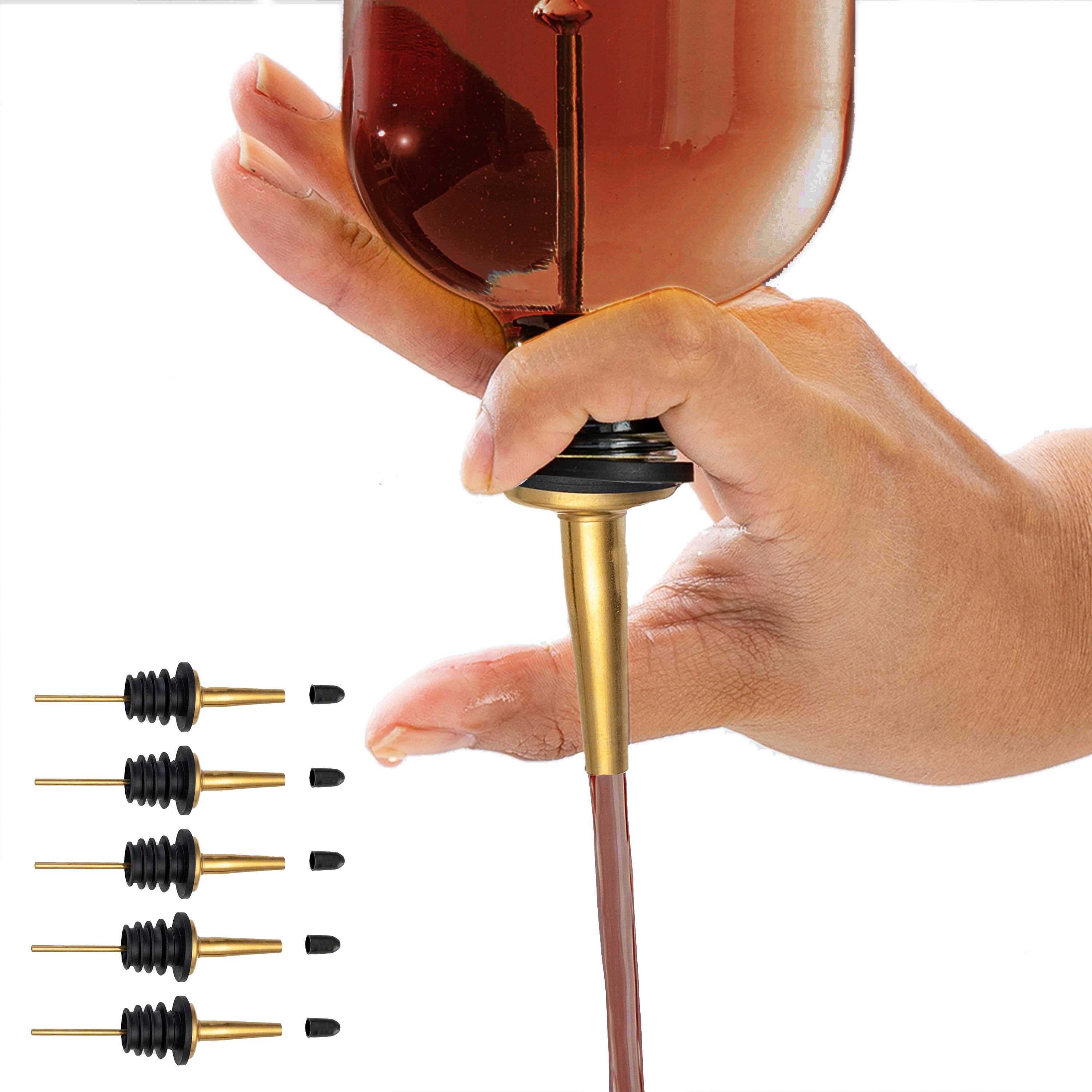 Premium Gold Pour Spout - Durable & Leak-Proof for Liquids, Essential for Bartending, Home Brewing & Kitchen Use