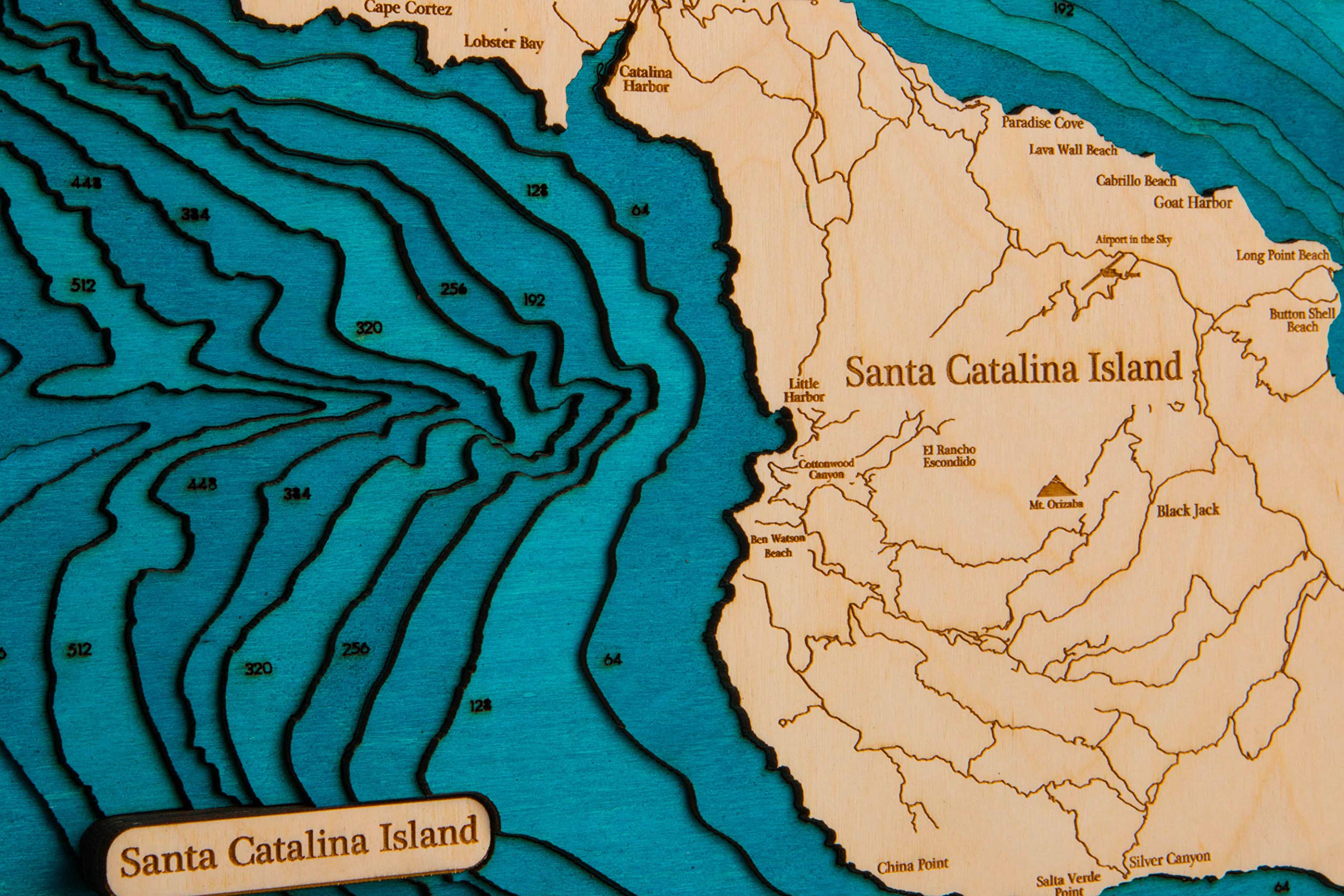 Santa Catalina Island 3D Wooden Topographic Map - Handcrafted Wall Art for Home Decor, Office & Travel Enthusiasts