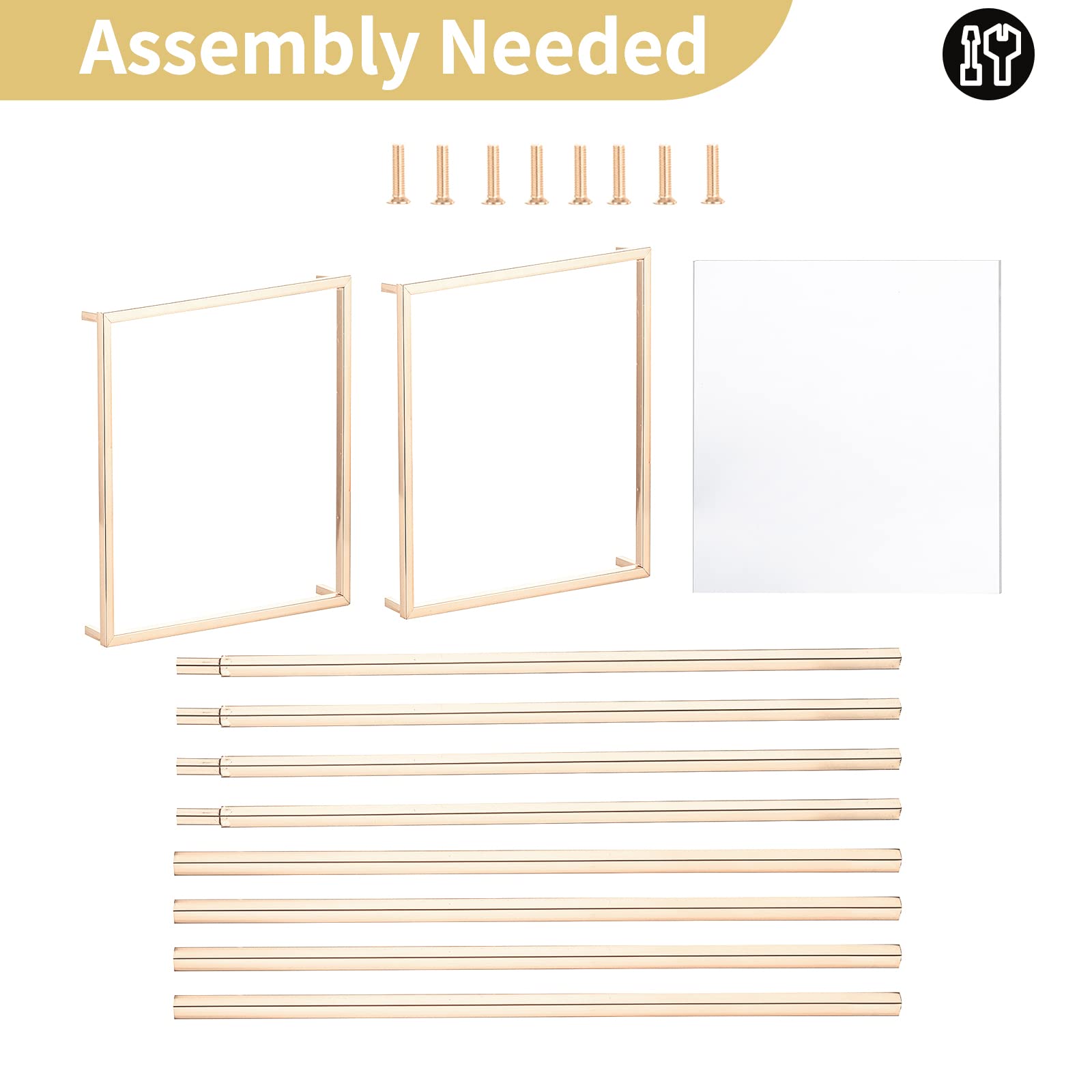 NUPTIO 10-Pack 23⅝ Inch Tall Gold Metal Vase Column Stands with Acrylic Panels - Elegant Wedding Centerpieces, Flower Stands for Table Decorations - Perfect for Weddings, Parties, Banquets & Special Events
