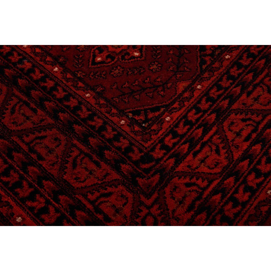 Handmade Afghan Herati Design Power Loom Rug - Red & Black Traditional Persian Style Carpet for Living Room, Bedroom, or Home Decor
