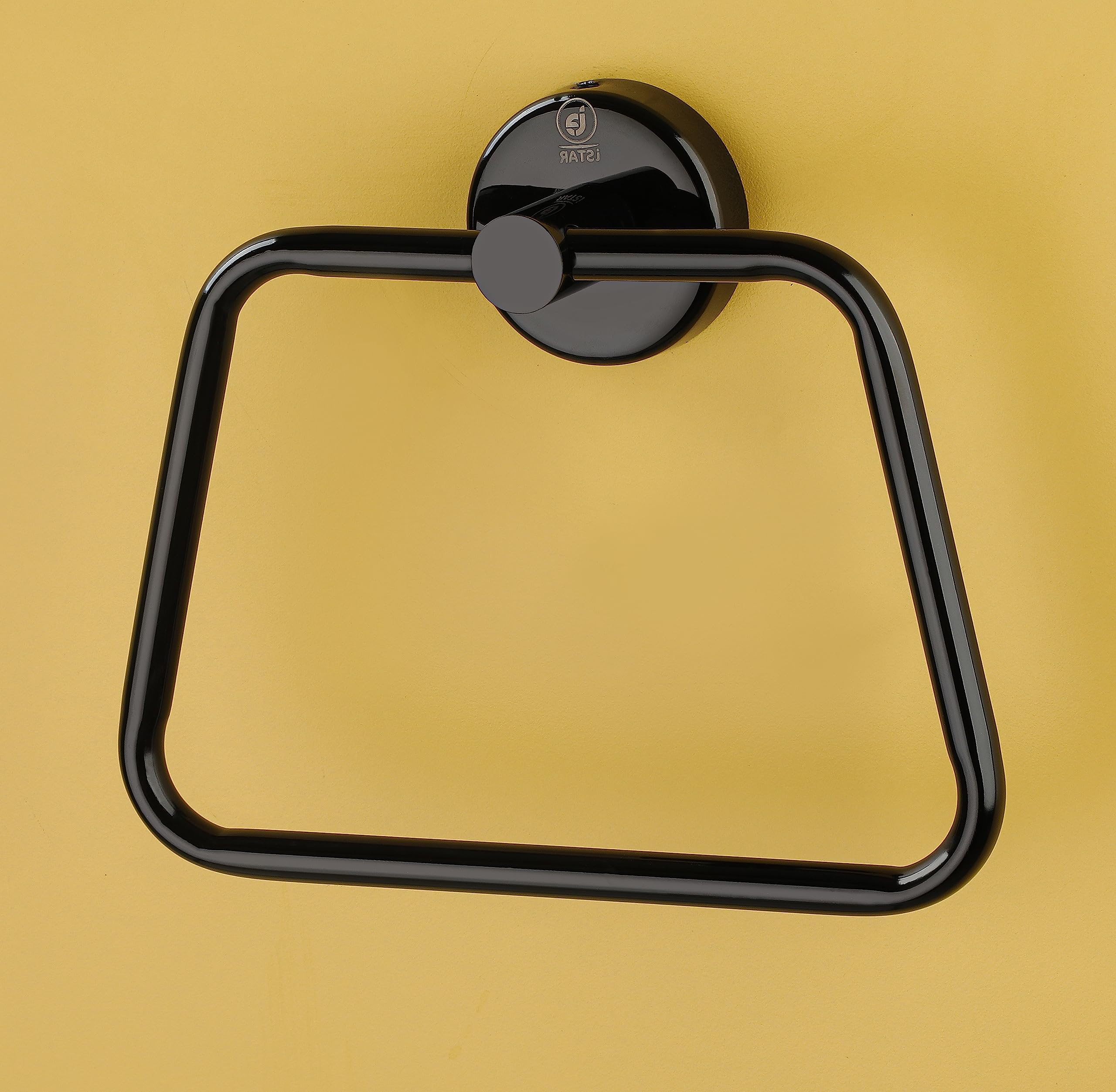 Premium Stainless Steel Towel Ring & Napkin Holder - Square Black Finish for Kitchen & Bathroom - Durable & Stylish Towel Hanger for Washbasin, Countertop, or Vanity - Pack of 1 (Perfect for Modern Home Decor & Organization)