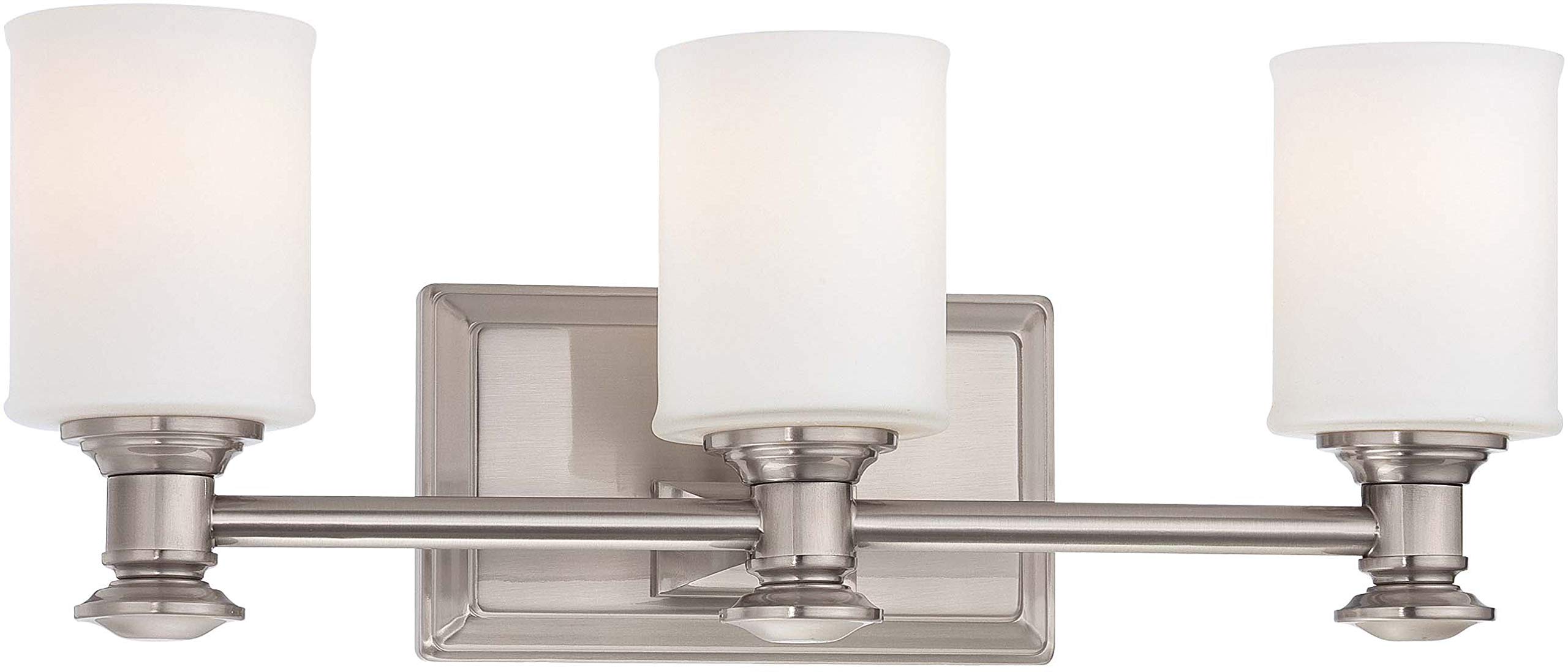 Minka Lavery 3-Light Bathroom Vanity Wall Sconce in Brushed Nickel with Harbour Point Glass Shade - Perfect for Bathroom, Powder Room, and Dressing Area Lighting