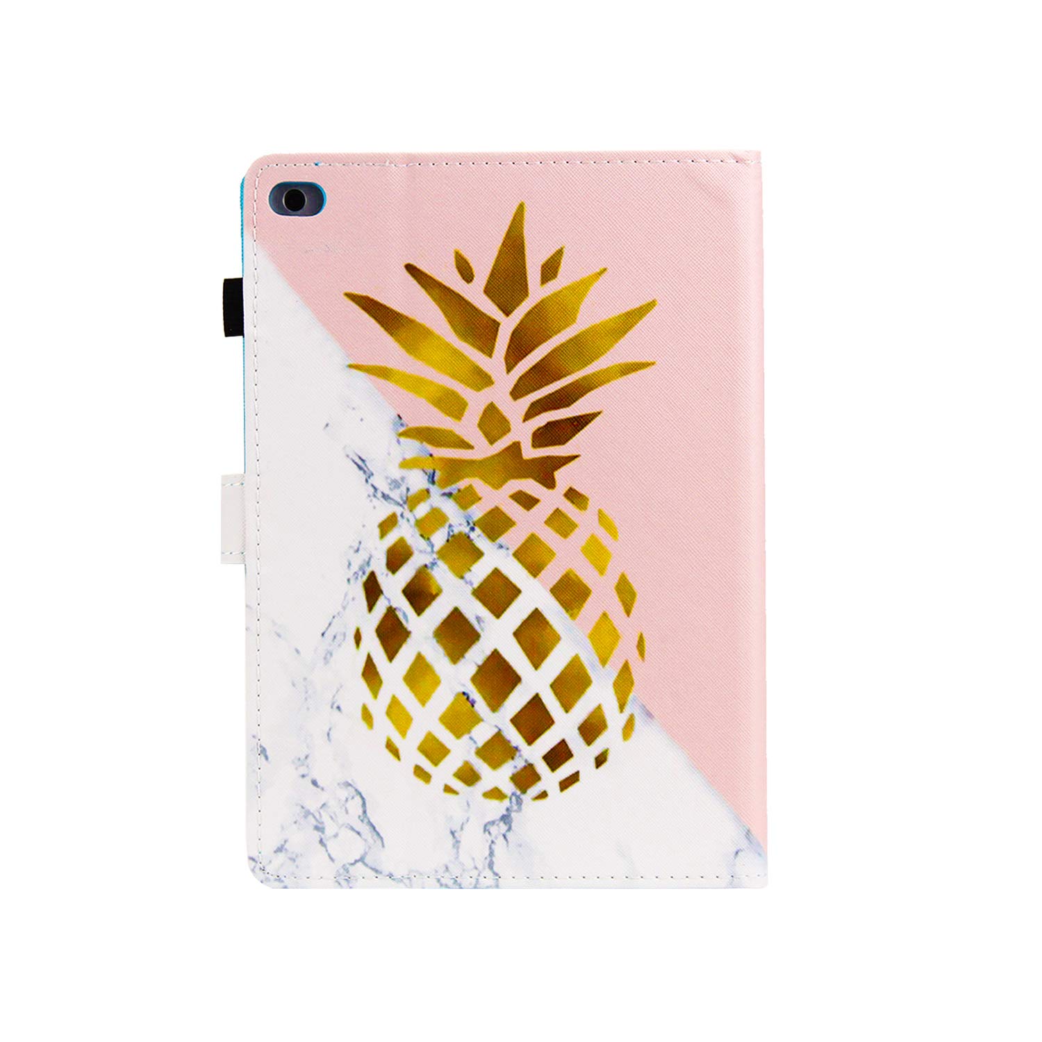 Premium Magnetic PU Leather Smart Case for Apple iPad 9.7 (6th/5th Gen 2018/2017) & iPad Air/Air 2 - Folio Stand Cover with Auto Sleep/Wake, Card Slots & Pencil Holder - Golden Pineapple Marble Design | Perfect for Work, Travel & Home Office Use