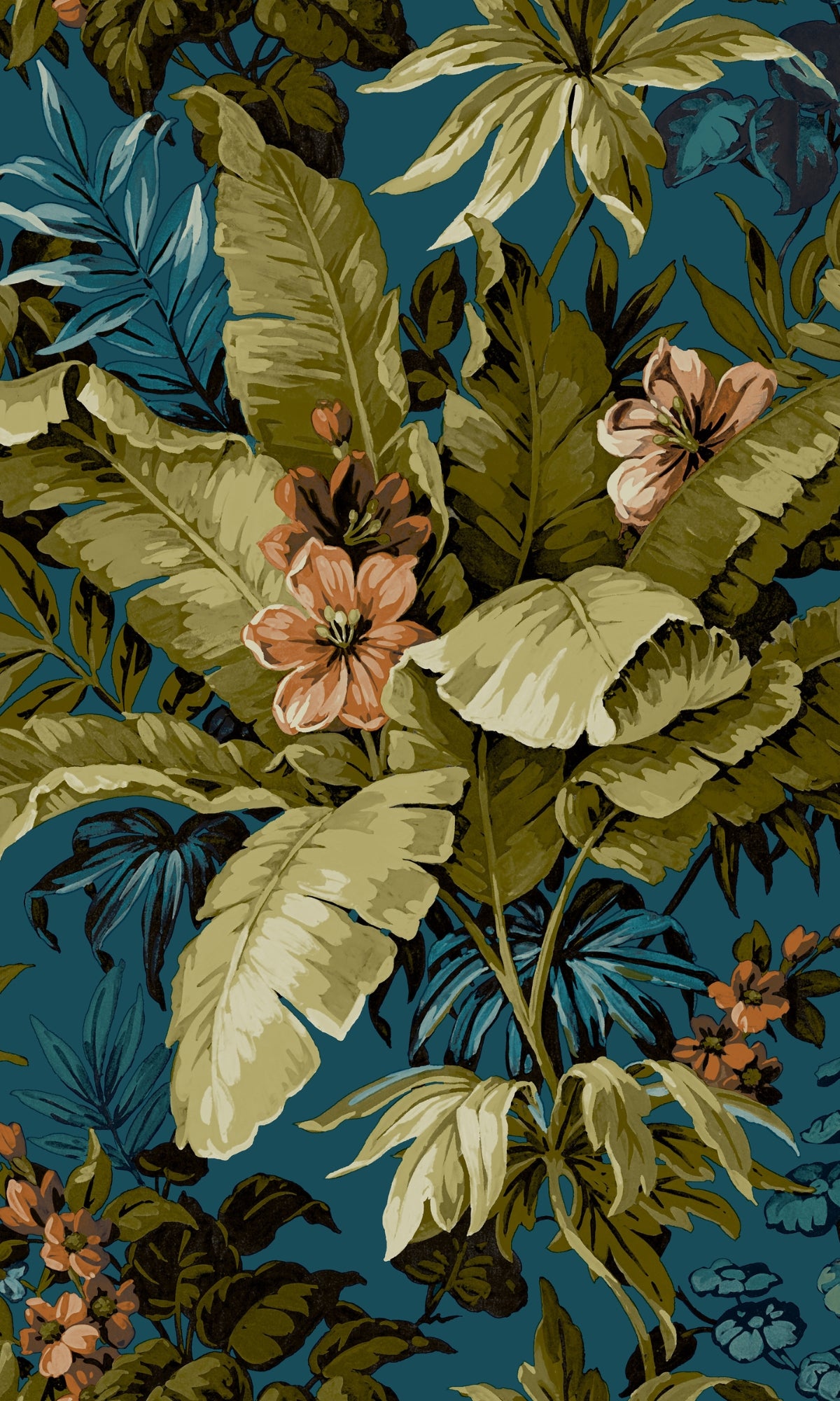 Blue Floral Jungle Botanical Wallpaper R8380 - Peel and Stick Removable Wallpaper for Bedroom, Living Room, Nursery Decor - Easy DIY Home Renovation