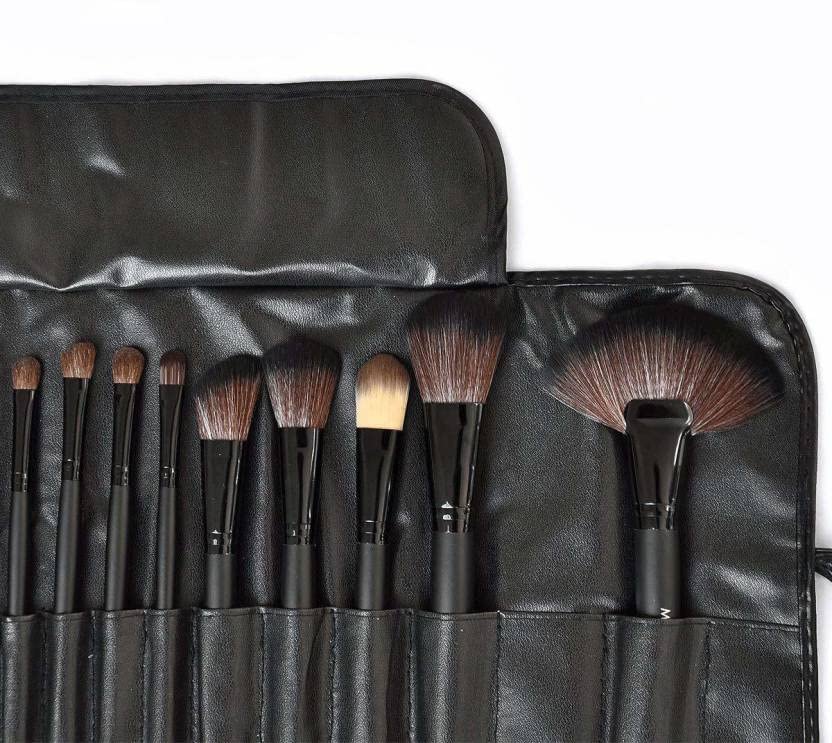 Professional Wooden Makeup Brush Set - 24 Pcs with Leather Storage Pouch | Vegan & Cruelty-Free Cosmetic Brushes for Foundation, Blending, Contouring | Perfect for Makeup Artists & Beauty Enthusiasts