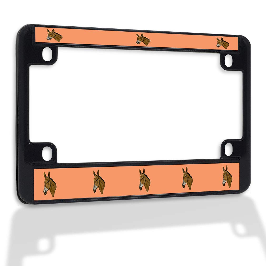 Sturdy Metal Insert Bike License Plate Frame - Mule Head Design, Weatherproof Motorcycle Accessory (Black, 4-Hole Mounting) for Harley, Cruiser & Dirt Bikes - Perfect for Road Trips & Off-Road Adventures