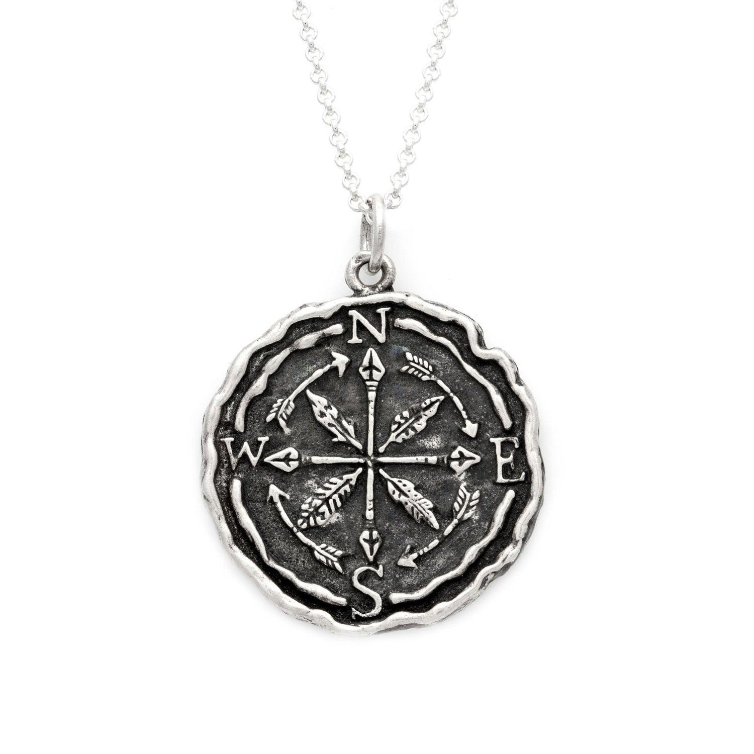 Premium Stainless Steel Compass Pendant Necklace for Men & Women - Outdoor Adventure Hiking Camping Travel Gift
