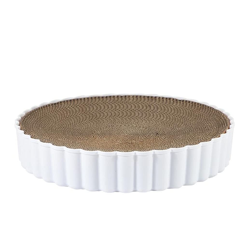 Premium Cat Scratching Pad - Round Cardboard Scratcher with Grinding Claws for Indoor Cats | Durable Cat Lounge & Relaxing Bed for Kittens (White) - Perfect for Home, Office & Pet-Friendly Spaces