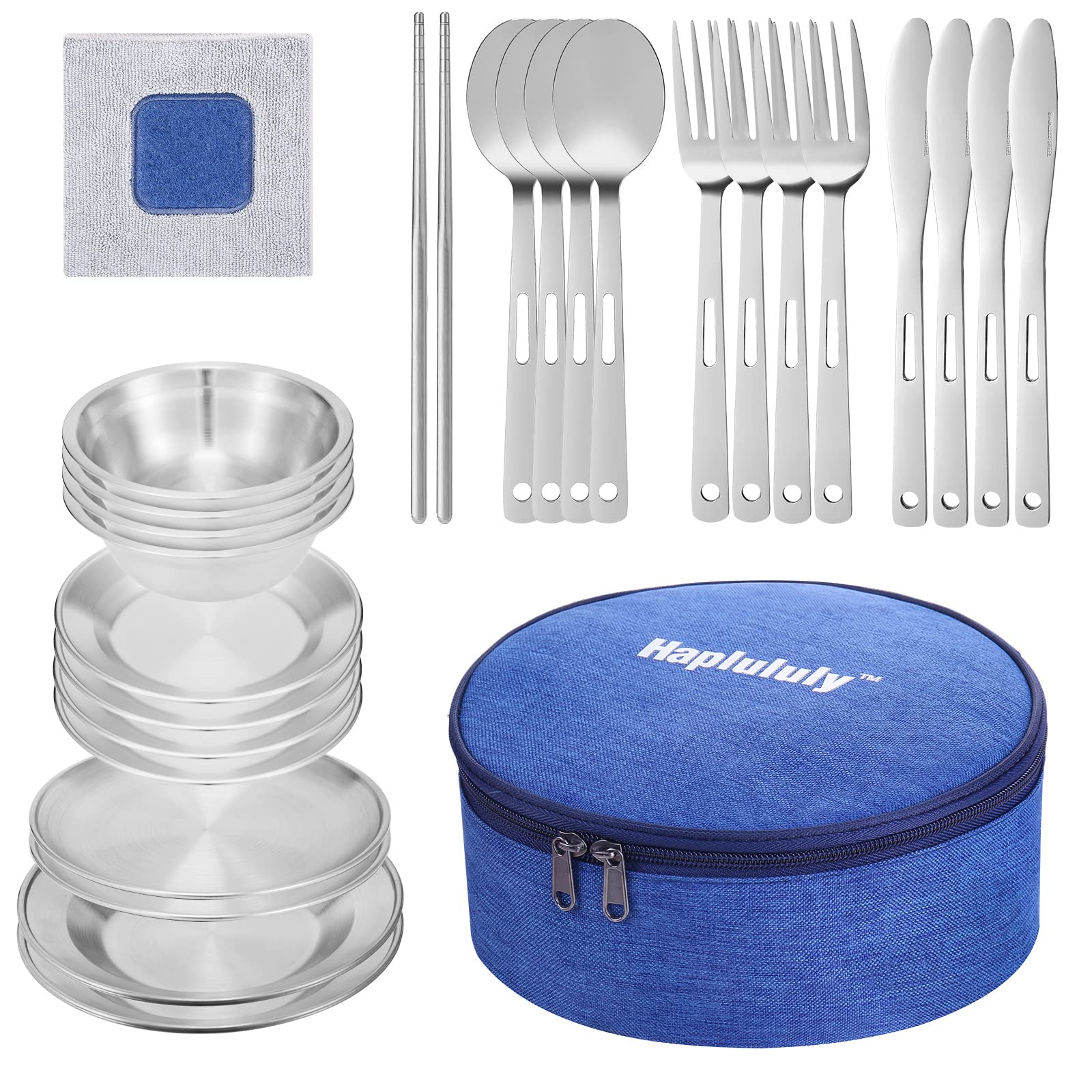 28-Piece Stainless Steel Camping Silverware Set for 4 - Perfect for Outdoor Dining & Picnics