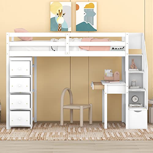 White +Drawers +Stairs +Desk
