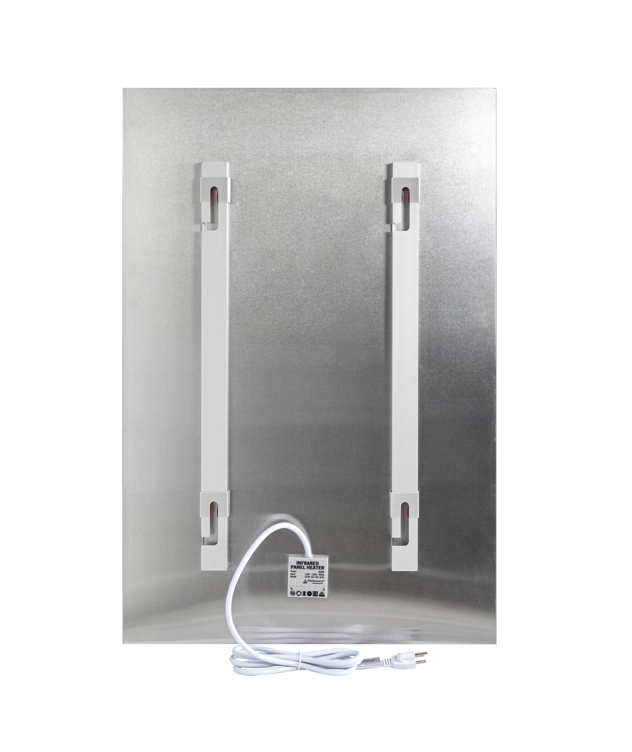 WarmlyYours 24x35 Inch Glass White Infrared Electric Panel Heater - Energy Efficient Wall Mounted Space Heater for Rooms up to 85 sqft, 600W Plug-in or Hardwired (Ember Glass) - Perfect for Bedrooms, Bathrooms & Home Offices