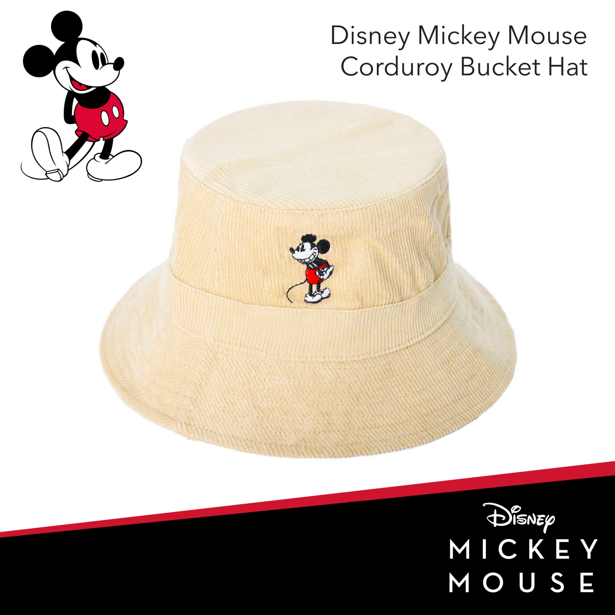Disney Mickey Mouse Bucket Hat for Women & Men - Foldable Packable Sun Hat for Travel, Beach, Outdoor Activities - UV Protection Summer Hat