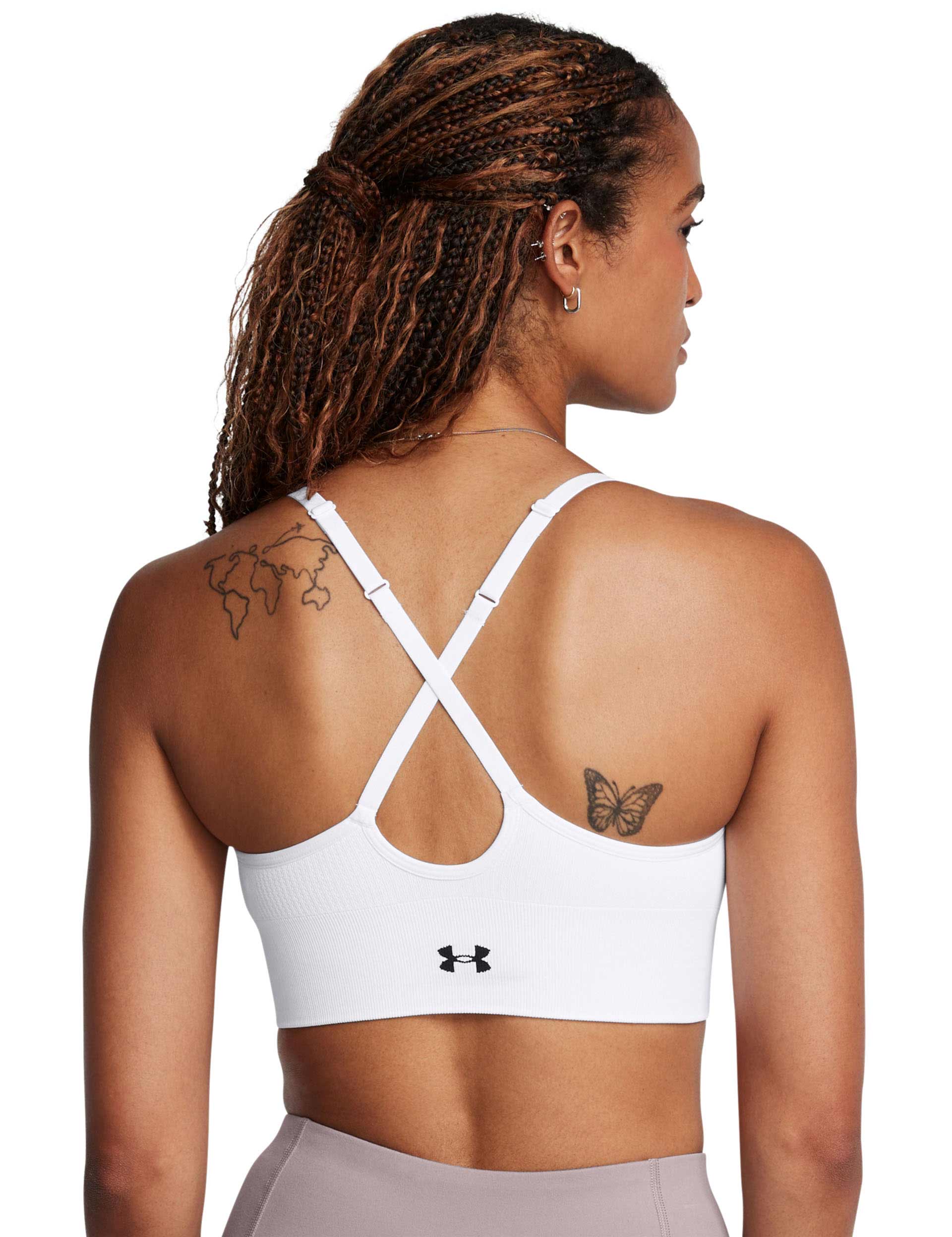 Vanish Seamless Low-Impact Sports Bra for Women - Breathable Workout Top in White/Black - Perfect for Yoga, Running & Gym