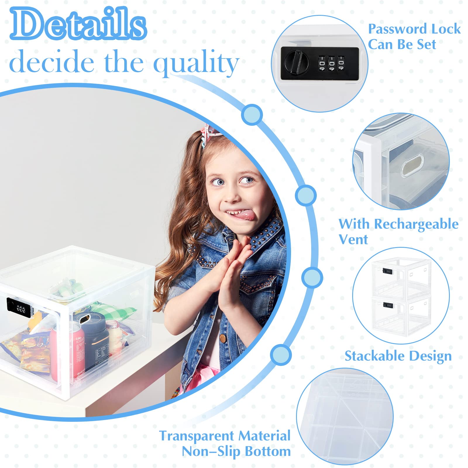 Juexica 2-Pack Large Clear Lockable Medicine Storage Box - 5L Secure Container for Medication, Food, Refrigerator Organization - Perfect for Home, Dorm, Office & Locker Storage - Transparent Design for Easy Identification