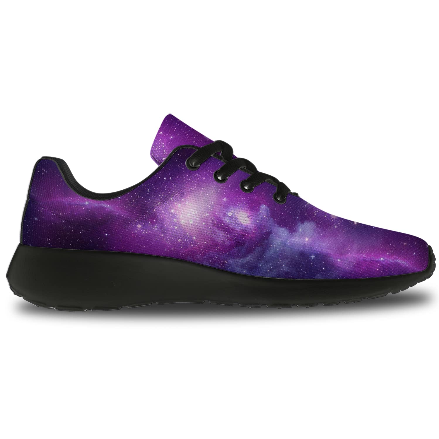 Galaxy Running Shoes for Women & Men - Purple Universe Nebula Cosmos Sneakers for Walking, Tennis & Casual Wear - Size 5 Men/7 Women Black - Perfect Gifts for Boys & Girls