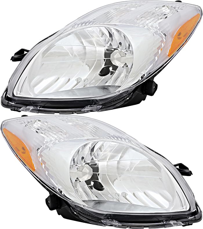 Toyota Yaris Hatchback Headlights Replacement Set - Halogen Headlamp Assembly for Driver & Passenger Side (2009-2011 Models) - Perfect for Night Driving & Foggy Conditions