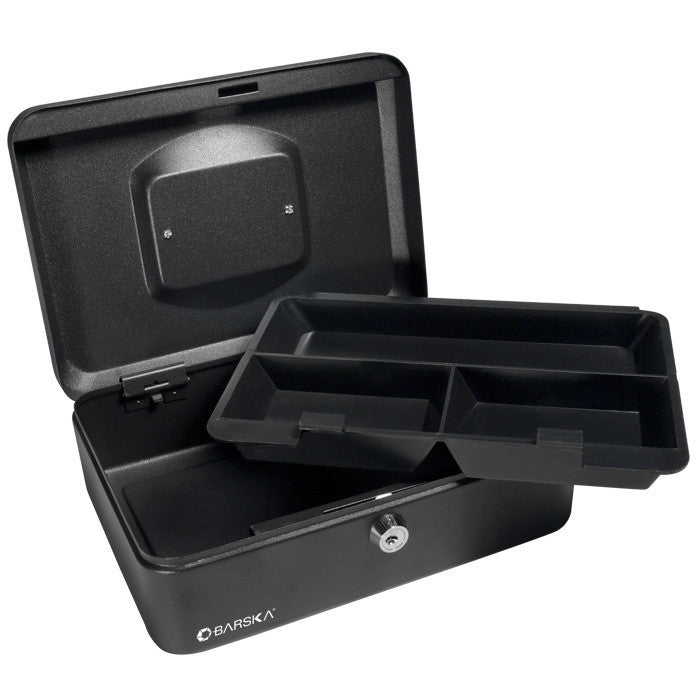 Barska CB11830 8-Slot Cash Box with Key Lock - Secure Money Storage for Home, Office, or Retail Business