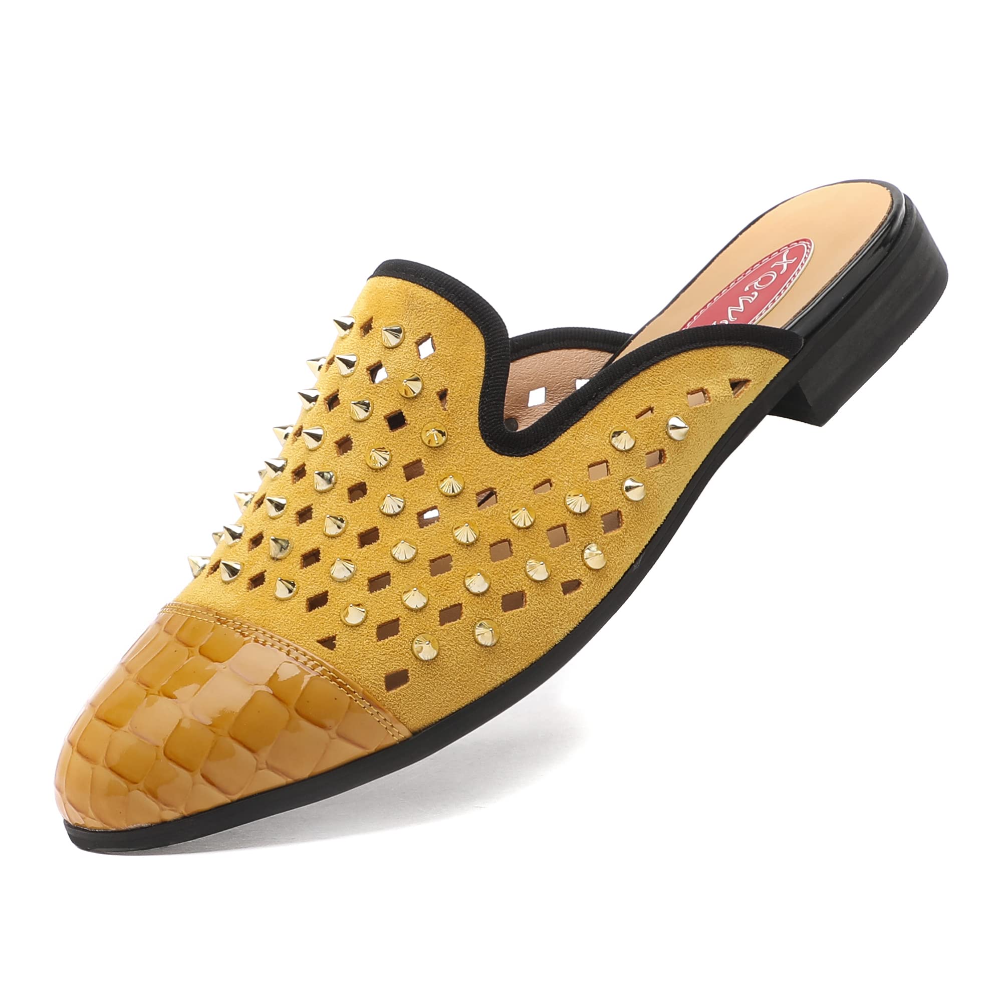 **Men's Slip-On Mule Sandals with Gold Buckle - Genuine Leather Loafers for Formal & Casual Wear - Comfortable Backless Dress Slippers for Office, Travel & Home Use**