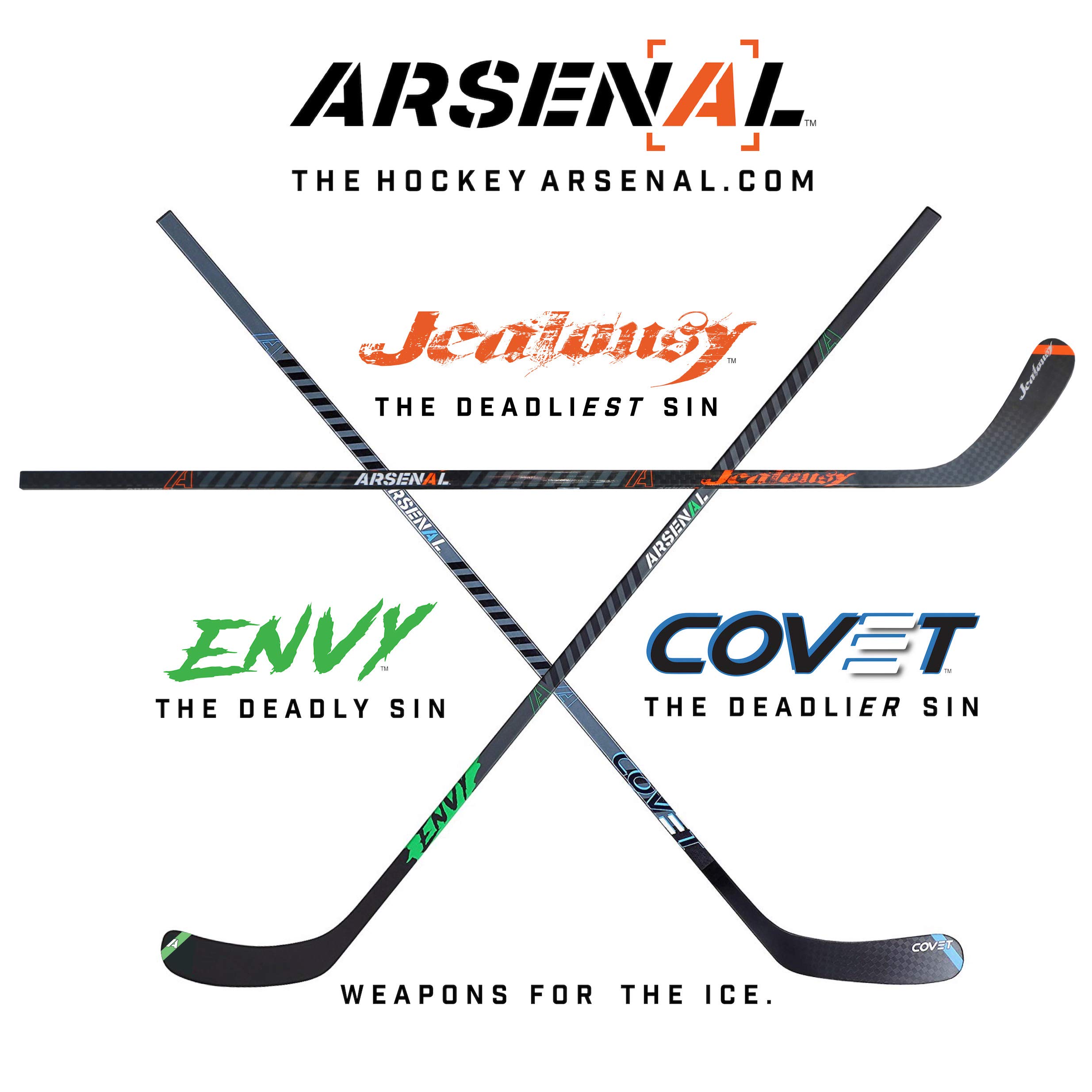 Arsenal Covet Performance Carbon Fiber Ice Hockey Stick - Left Handed, A92 Curve, Senior/Adult Size, 85 Flex with Grip Coating | Professional Hockey Equipment for Games & Training