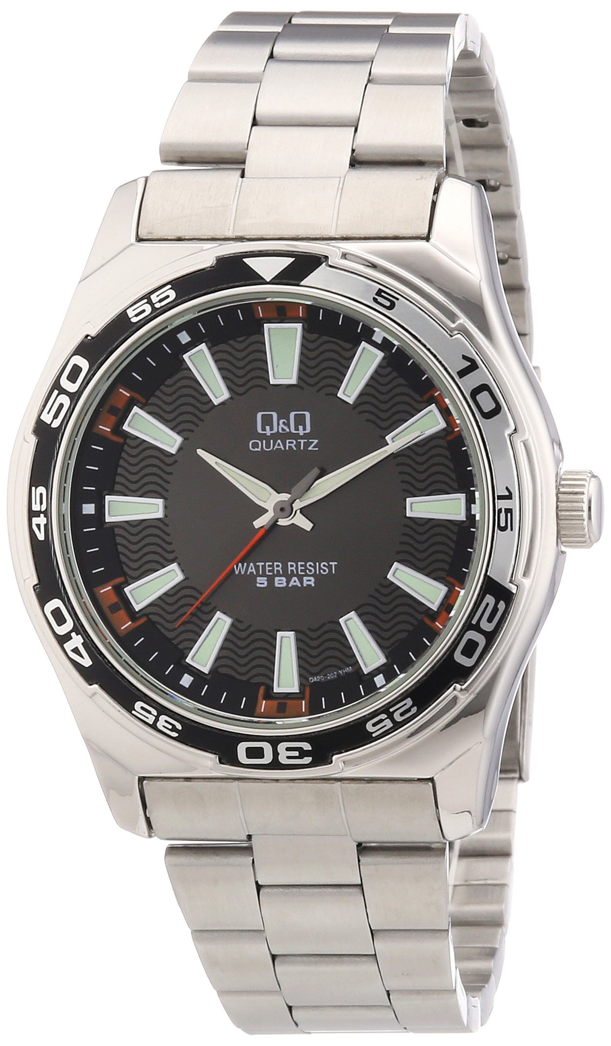 Q&Q Men's Quartz Watch PORTOFINO Q420J202Y with Stainless Steel Band - Stylish Dress Watch for Business, Office & Formal Occasions