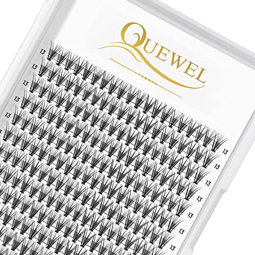 QUEWEL 240Pcs Cluster Lashes - 20D 0.07D 13mm Knot-Free Individual Eyelash Extensions, Soft & Natural DIY False Lashes for Home Use - Perfect for Bridal, Party, and Daily Makeup Looks