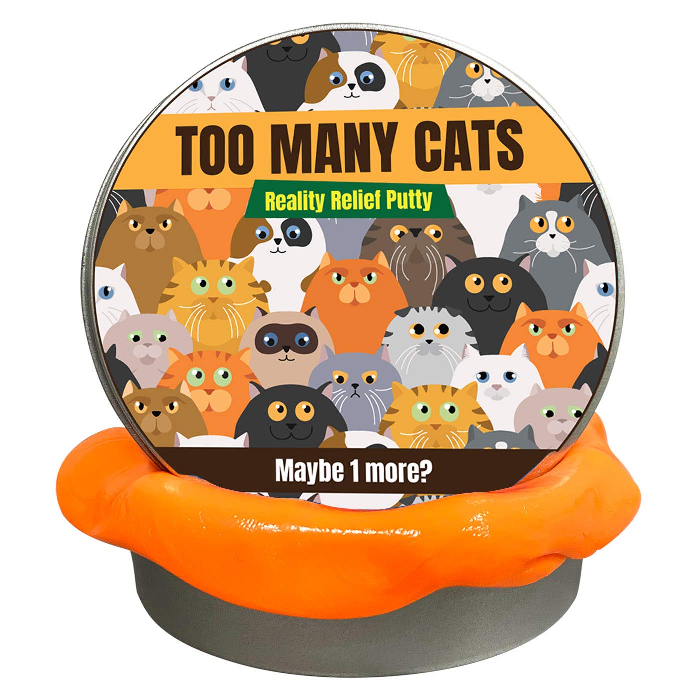 Too Many Cats Putty - Funny Cat Lover Gift & Stress Relief Therapy Putty for Crazy Cat Ladies - Orange Cat-Themed Sensory Toy - Perfect Gift for Cat Lovers & Relaxation at Home or Office