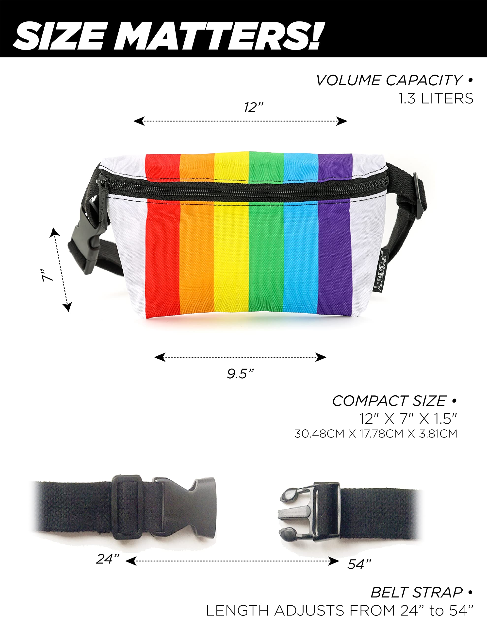 Vintage 80s/90s Small Fanny Pack for Women & Men - Slim Unisex Rainbow Crossbody Belt Bag - Lightweight Travel Waist Pack for Festivals, Concerts, Running & Daily Use | Rainbow Stripe Design