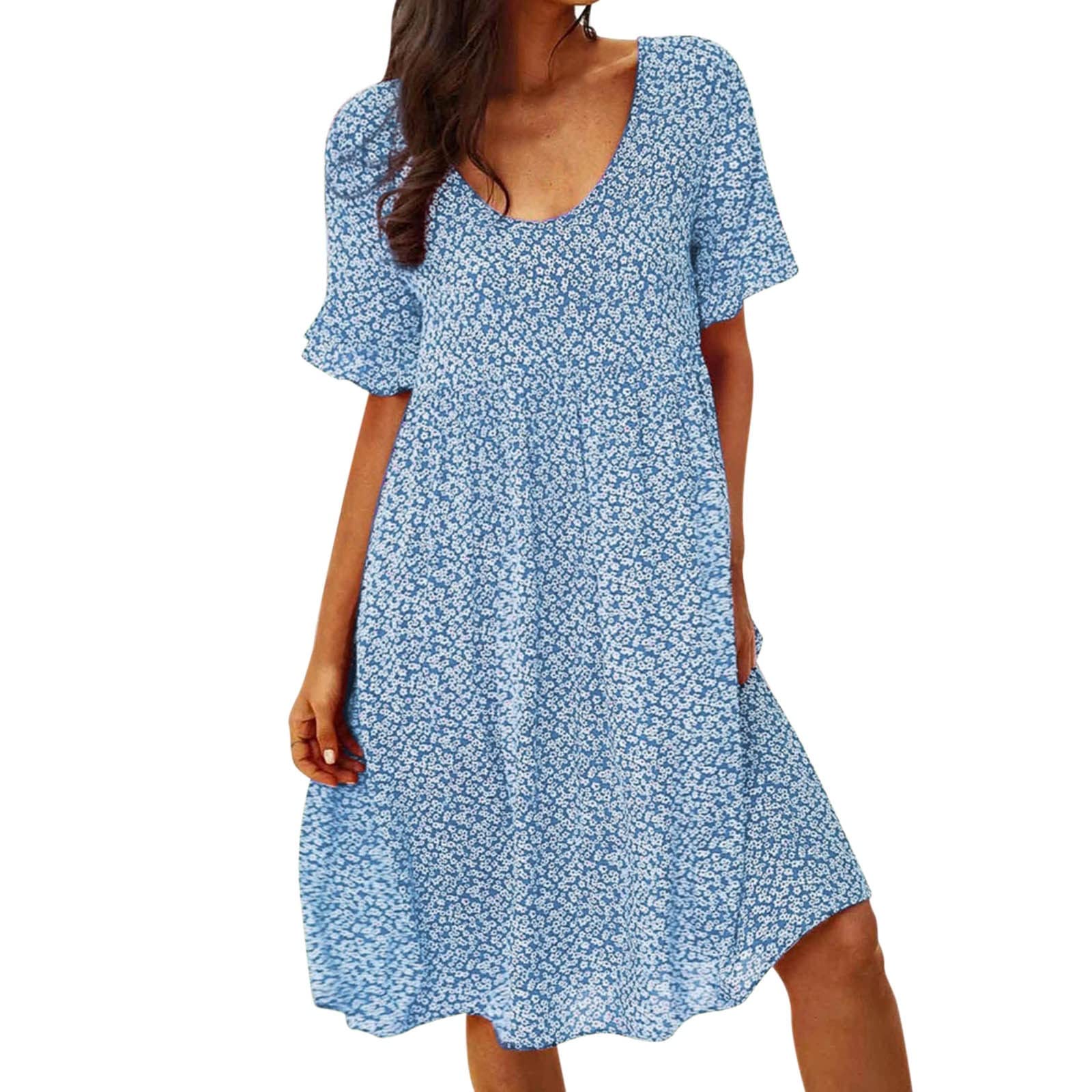 Women's Casual Summer Dress with Loose Dot Print & Belt Strap - Stylish Button Splice Design for Birthday, Party & Everyday Wear