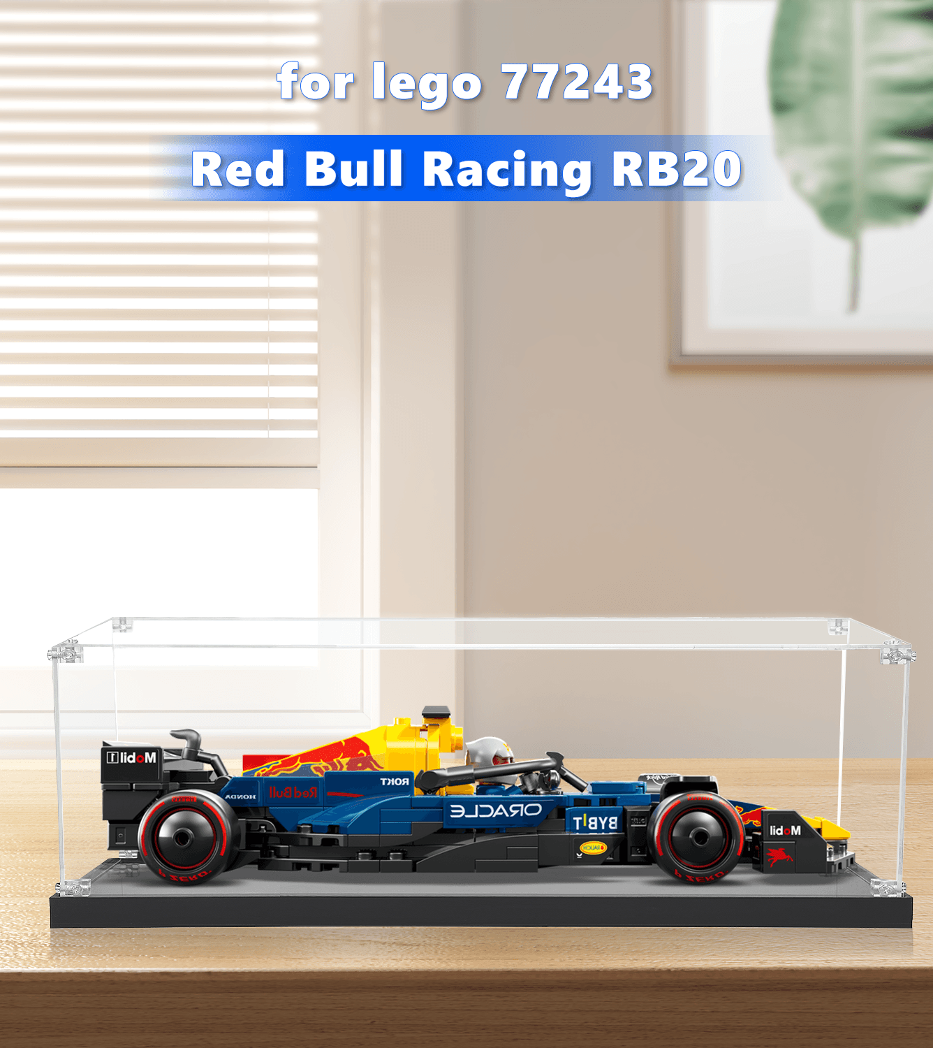 LEGO Red Bull Racing RB20 Display Case 1:32 Scale - Protective Showcase for LEGO 77243 Model - Perfect for Collectors & Home Office Decor
